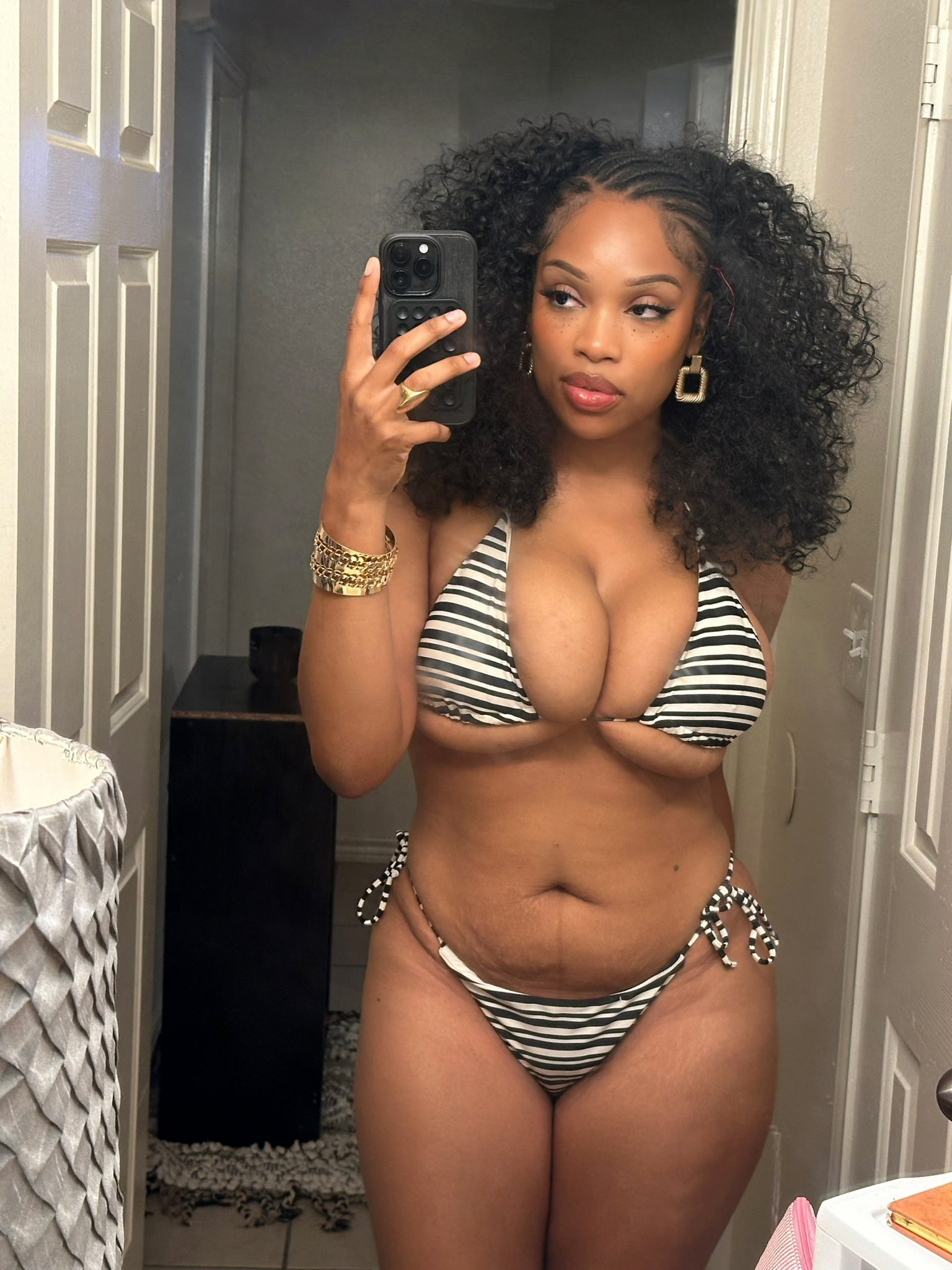 sexy dark-skinned woman regarding bikini flavourful pussy